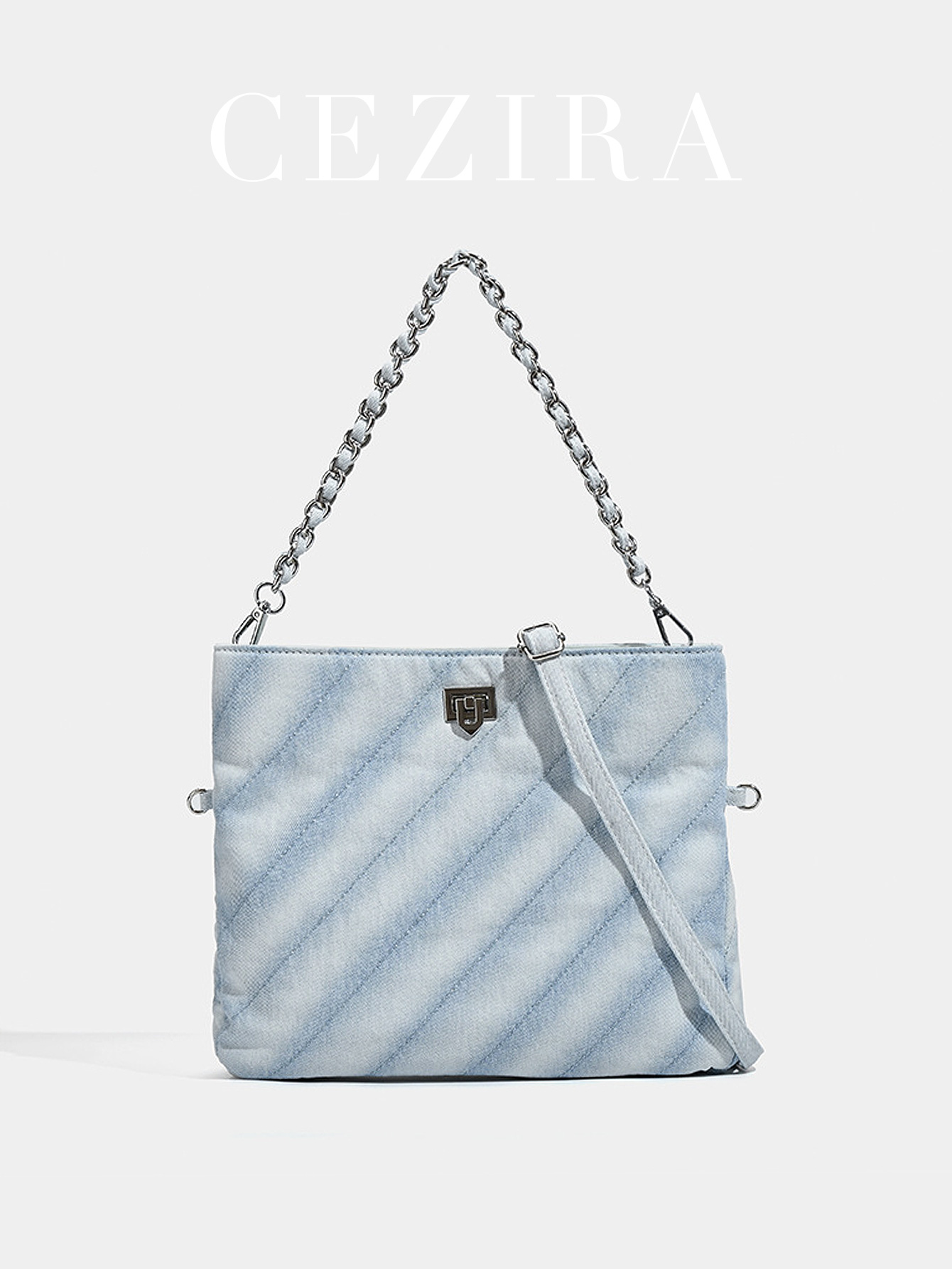 Chain Crossbody Quilted - CR Women's Fashionable Washed Canvas Fabric