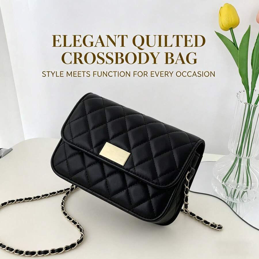 Quilted Black PU Leather Cross – обзор и цена Chain Crossbody Quilted